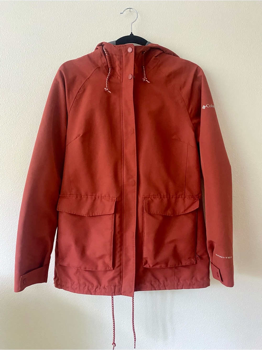 Columbia Omni-Tech Hooded Rain Jacket Rust Size XS